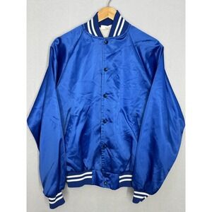 K-Brand Satin Varsity Bomber Jacket Men's Blue Graphic ANR Freight System Lined